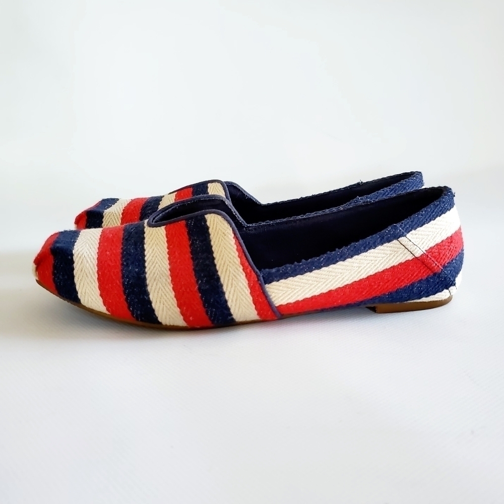 Zara Trafaluc Striped Flats Red White Blue Size 38 or 7.5 - Picture 6 of 7